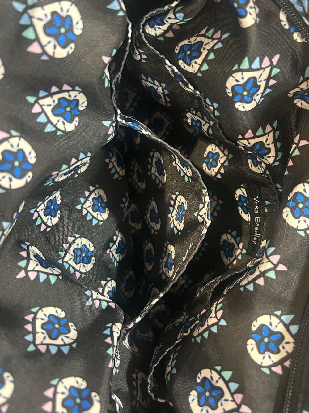 Vera Bradley Black Quilted Floral Tote with Pink & Blue Accents - Picture 7 of 8